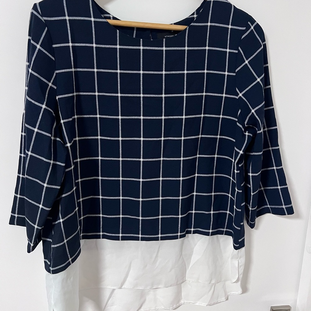 Navy Blue Checkered Women's Top